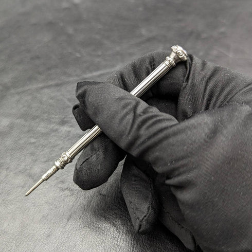 1880 antique sterling silver mechanical pencil extendable 77-100mm with intaglio